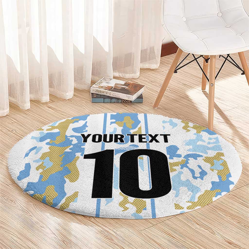 Custom Argentina Football Round Carpet Vamos La Albiceleste Camouflage Style