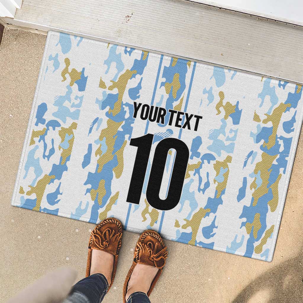 Custom Argentina Football Rubber Doormat Vamos La Albiceleste Camouflage Style - Wonder Print Shop
