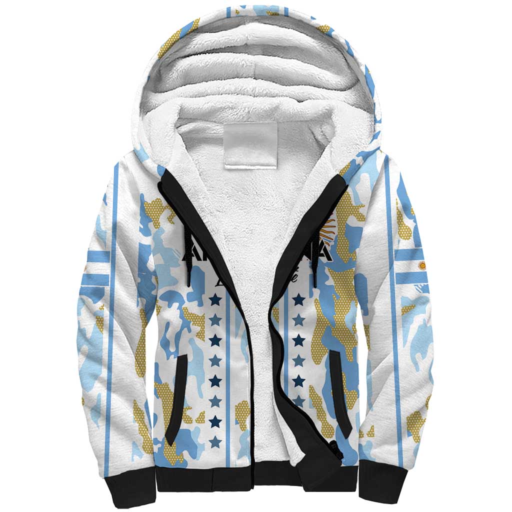 Custom Argentina Football Sherpa Hoodie Vamos La Albiceleste Camouflage Style - Wonder Print Shop