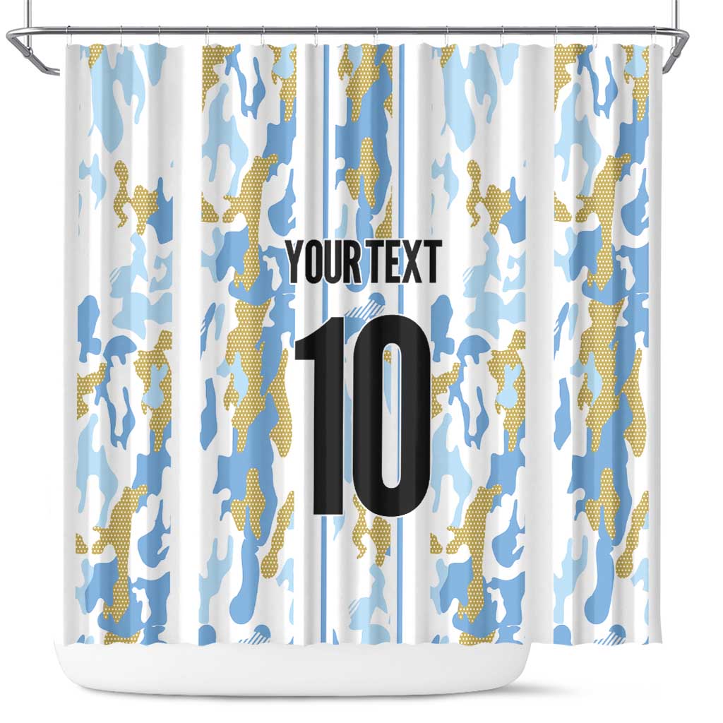 Custom Argentina Football Shower Curtain Vamos La Albiceleste Camouflage Style