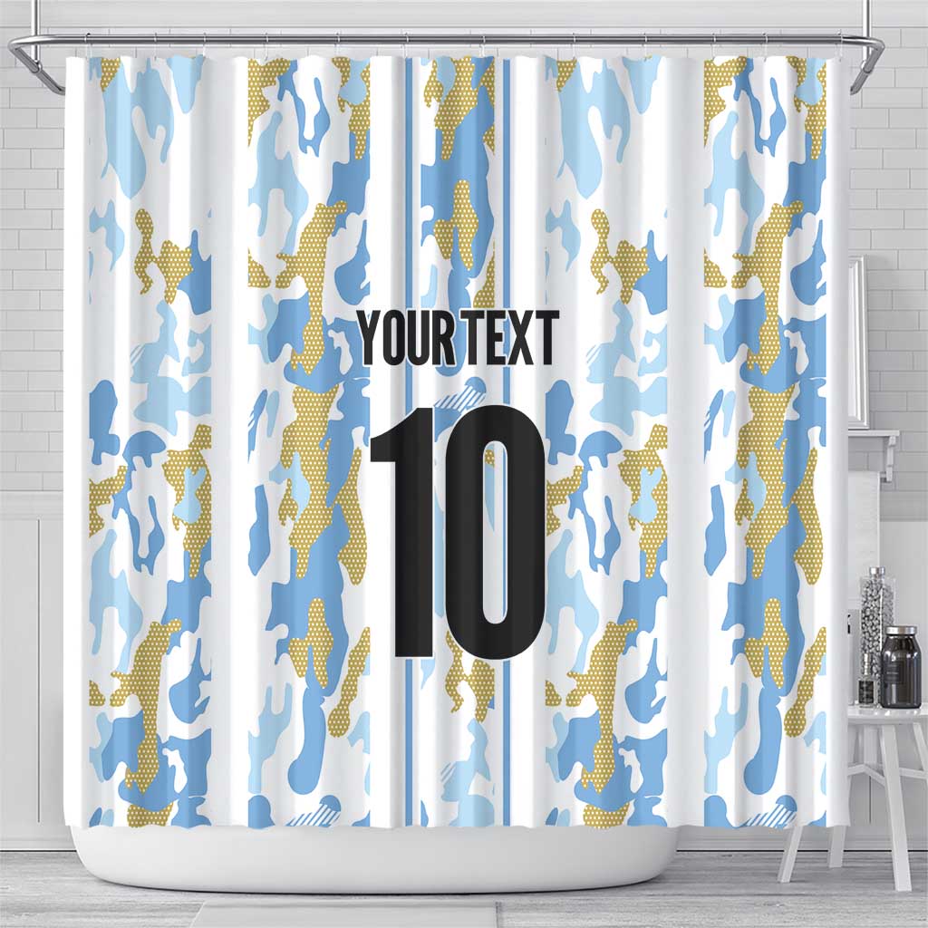 Custom Argentina Football Shower Curtain Vamos La Albiceleste Camouflage Style