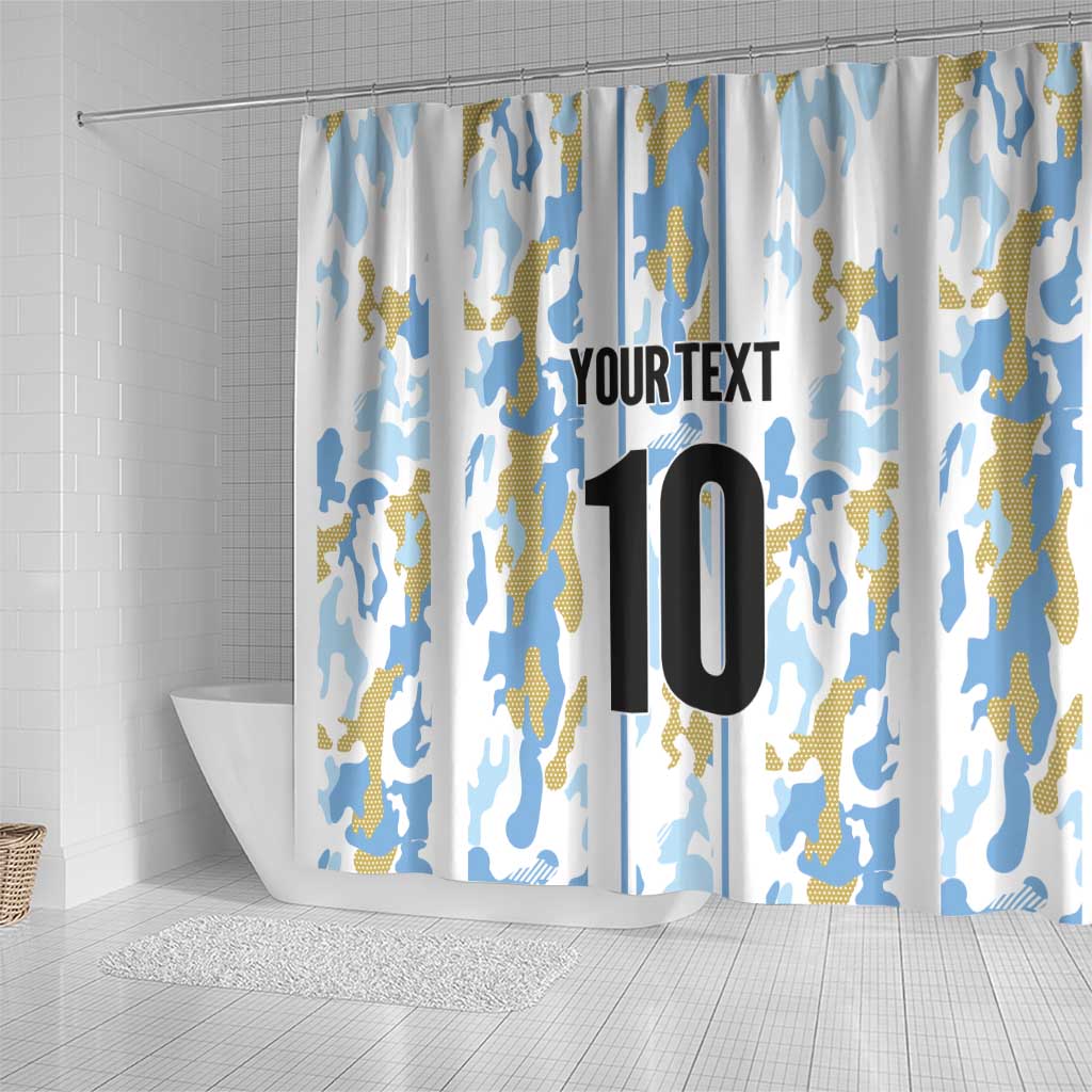Custom Argentina Football Shower Curtain Vamos La Albiceleste Camouflage Style