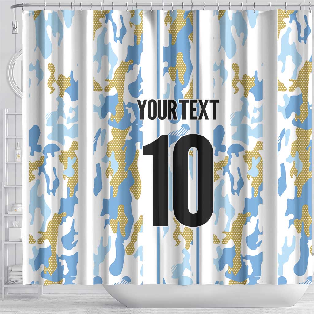 Custom Argentina Football Shower Curtain Vamos La Albiceleste Camouflage Style