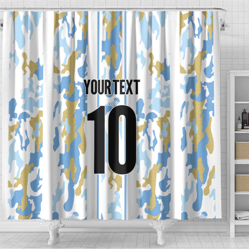 Custom Argentina Football Shower Curtain Vamos La Albiceleste Camouflage Style
