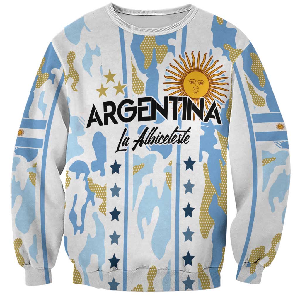 Custom Argentina Football Sweatshirt Vamos La Albiceleste Camouflage Style - Wonder Print Shop