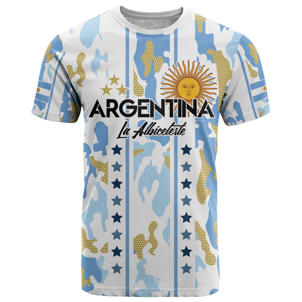Custom Argentina Football T Shirt Vamos La Albiceleste Camouflage Style - Wonder Print Shop