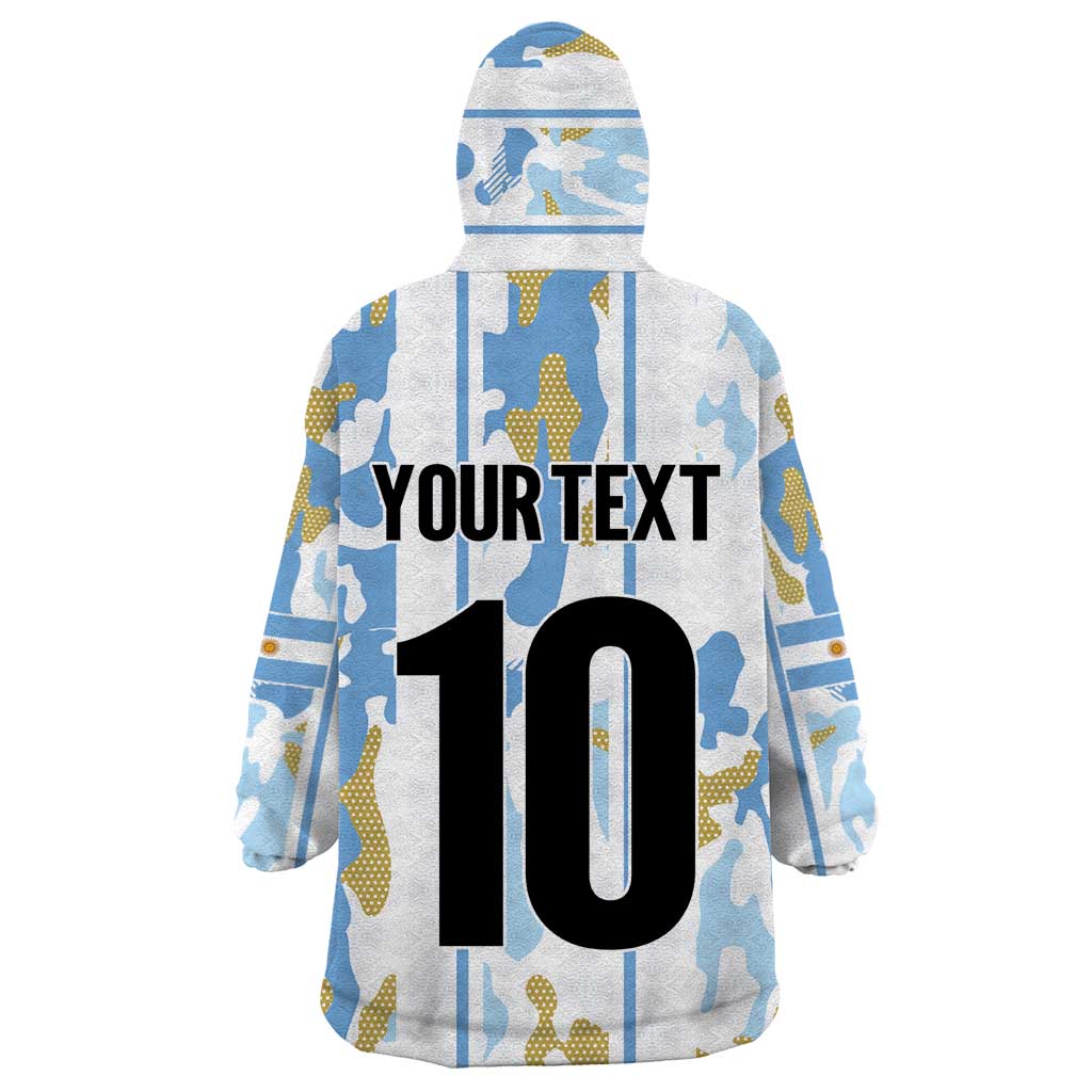 Custom Argentina Football Wearable Blanket Hoodie Vamos La Albiceleste Camouflage Style - Wonder Print Shop