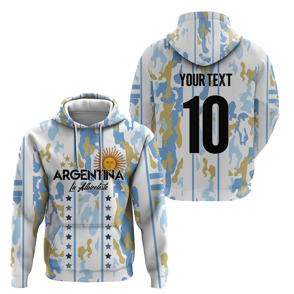 Custom Argentina Football Zip Hoodie Vamos La Albiceleste Camouflage Style - Wonder Print Shop