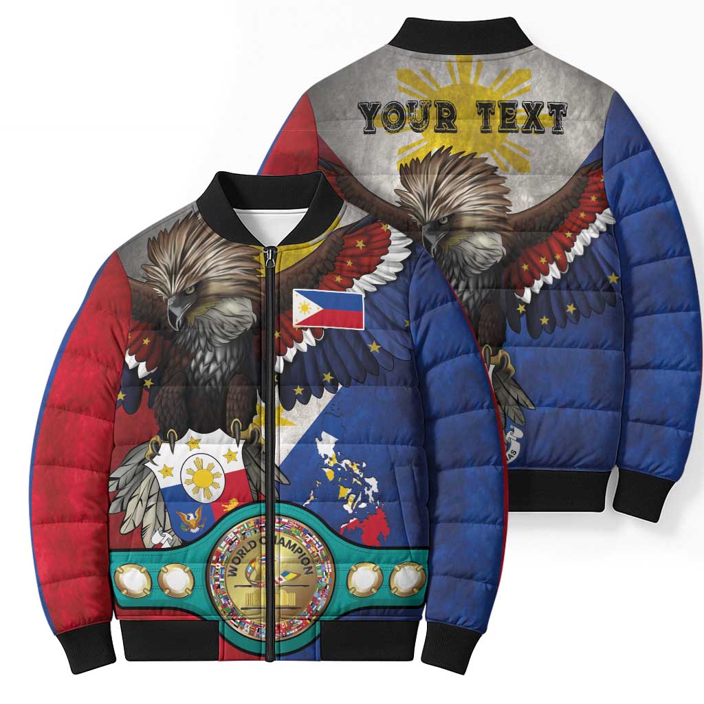 Custom Philippines World Champion Boxing Bomber Puffer Jacket Eagle-Grunge Design - Wonder Print Shop