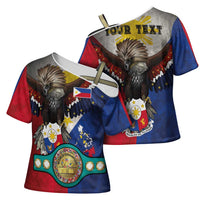 Custom Philippines World Champion Boxing Cross Shoulder Shirt Eagle-Grunge Design - Wonder Print Shop