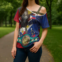 Custom Philippines World Champion Boxing Cross Shoulder Shirt Eagle-Grunge Design - Wonder Print Shop