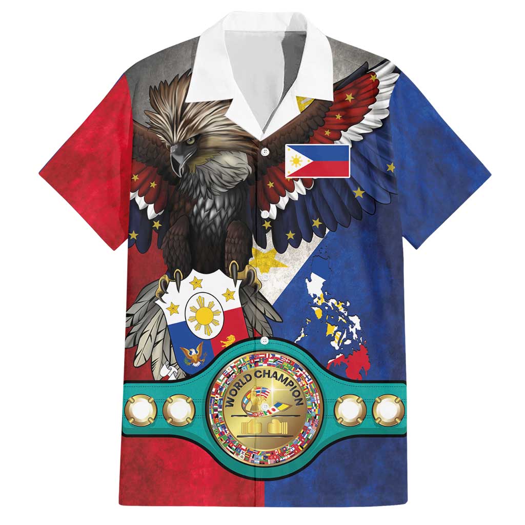 Custom Philippines World Champion Boxing Hawaiian Shirt Eagle-Grunge Design - Wonder Print Shop