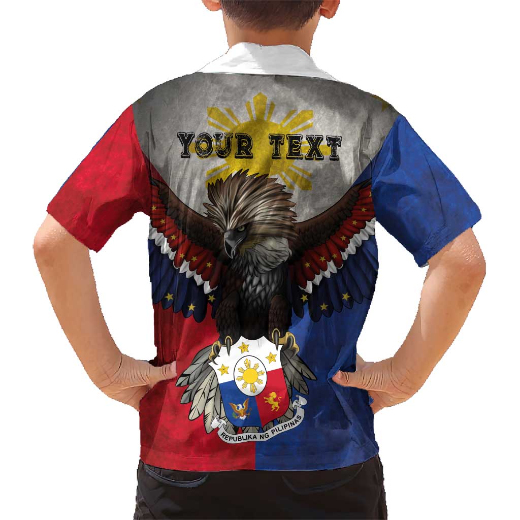 Custom Philippines World Champion Boxing Hawaiian Shirt Eagle-Grunge Design - Wonder Print Shop