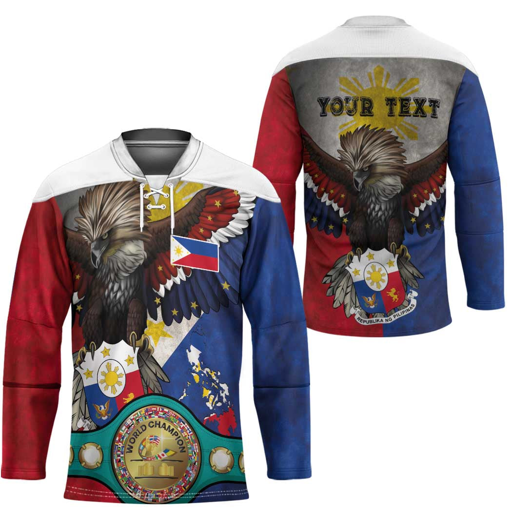 Custom Philippines World Champion Boxing Hockey Jersey Eagle-Grunge Design - Wonder Print Shop