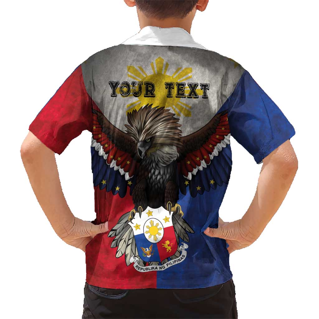 Custom Philippines World Champion Boxing Kid Hawaiian Shirt Eagle-Grunge Design - Wonder Print Shop