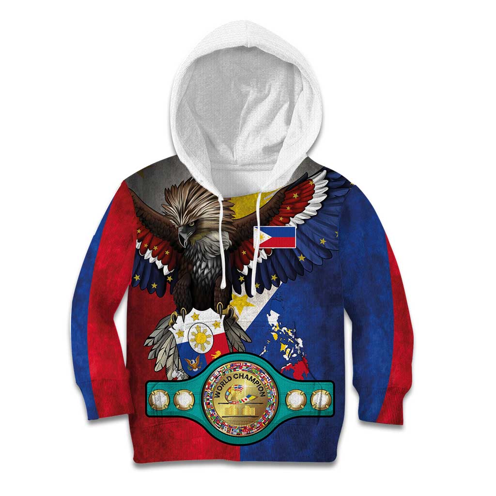 Custom Philippines World Champion Boxing Kid Hoodie Eagle-Grunge Design - Wonder Print Shop