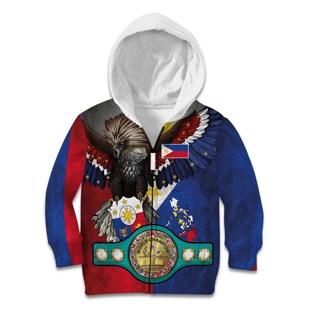 Custom Philippines World Champion Boxing Kid Hoodie Eagle-Grunge Design - Wonder Print Shop