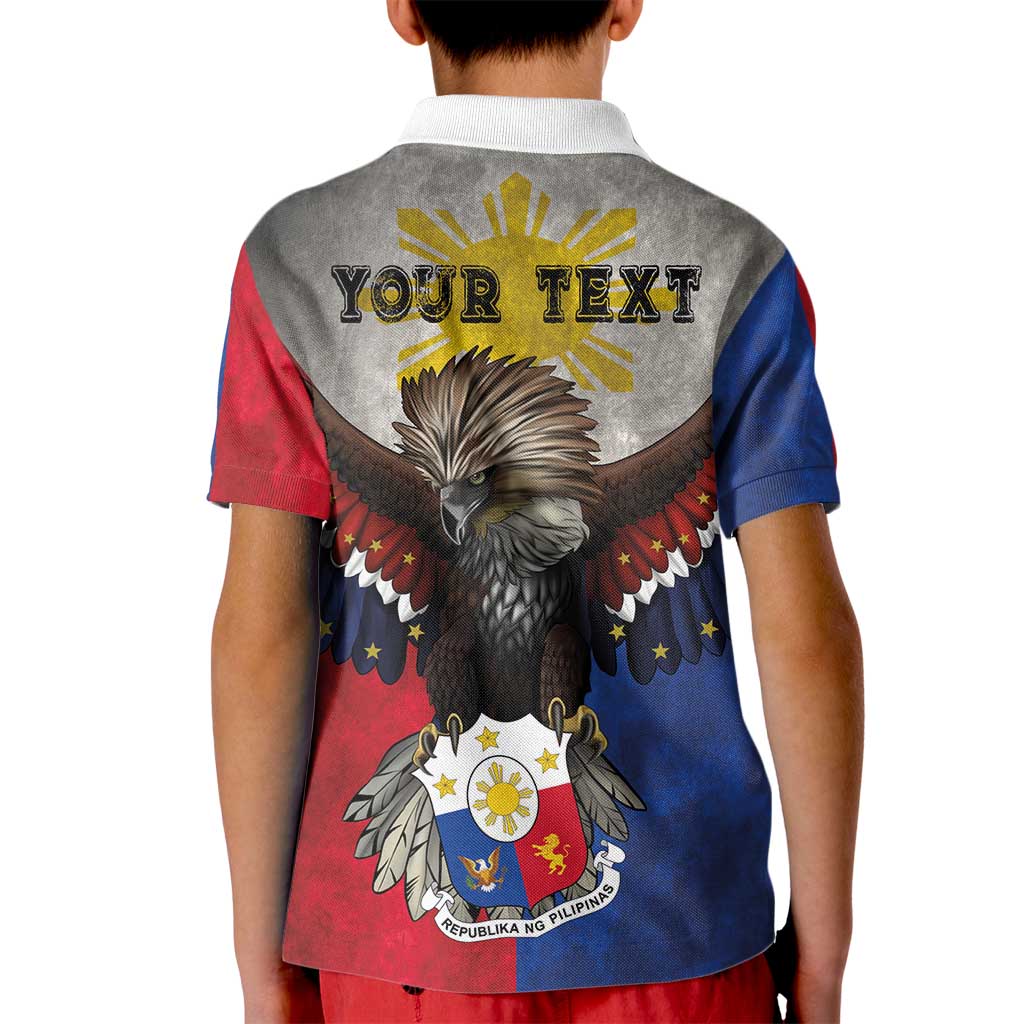 Custom Philippines World Champion Boxing Kid Polo Shirt Eagle-Grunge Design - Wonder Print Shop