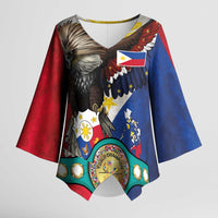 Custom Philippines World Champion Boxing Kimono Sleeve Blouse Eagle-Grunge Design - Wonder Print Shop