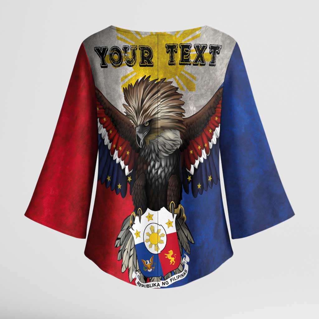 Custom Philippines World Champion Boxing Kimono Sleeve Blouse Eagle-Grunge Design - Wonder Print Shop