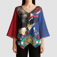 Custom Philippines World Champion Boxing Kimono Sleeve Blouse Eagle-Grunge Design - Wonder Print Shop