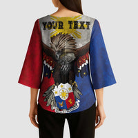 Custom Philippines World Champion Boxing Kimono Sleeve Blouse Eagle-Grunge Design - Wonder Print Shop