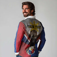 Custom Philippines World Champion Boxing Long Sleeve Polo Shirt Eagle-Grunge Design - Wonder Print Shop