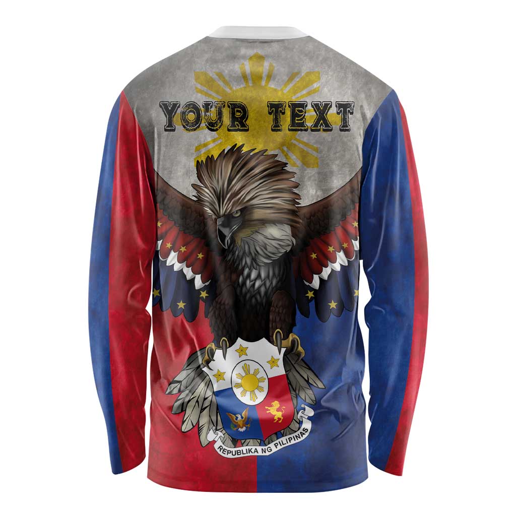 Custom Philippines World Champion Boxing Long Sleeve Shirt Eagle-Grunge Design - Wonder Print Shop