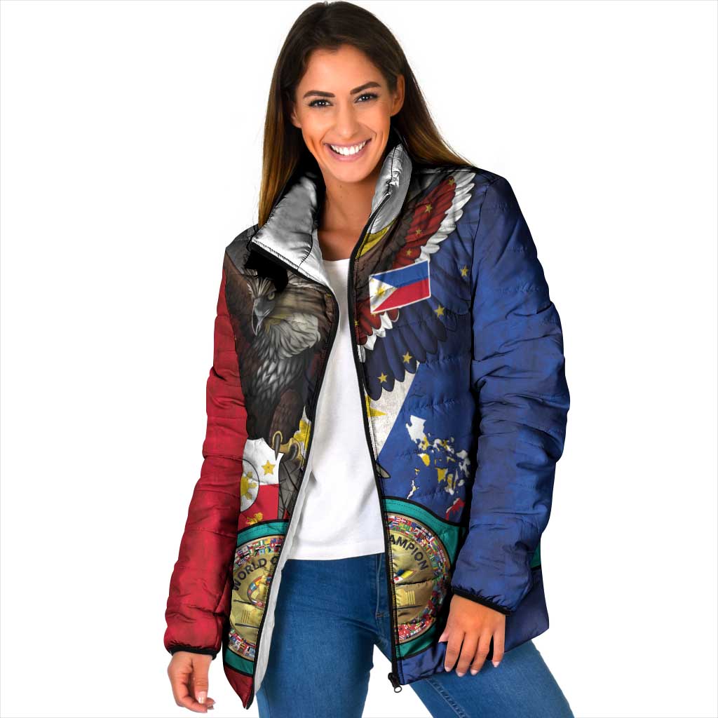 Custom Philippines World Champion Boxing Padded Jacket Eagle-Grunge Design - Wonder Print Shop