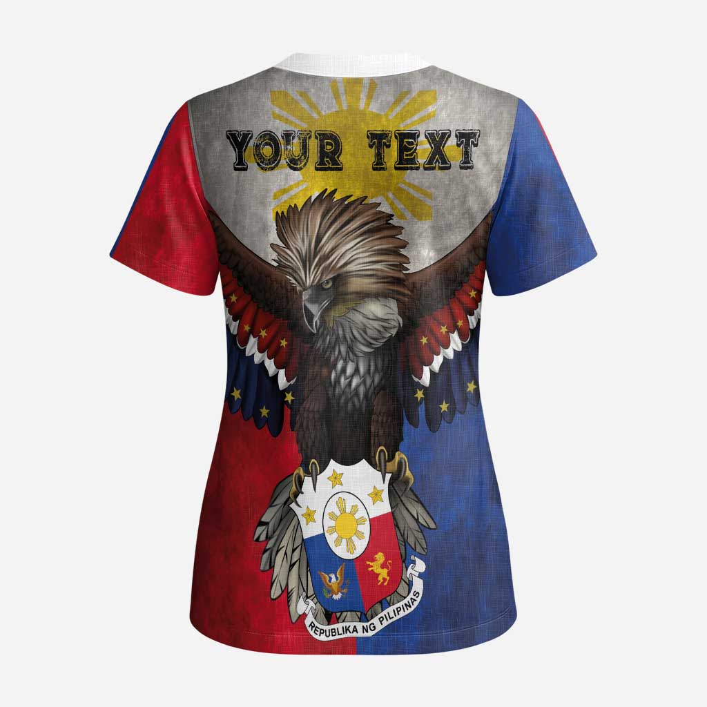Custom Philippines World Champion Boxing Scrub Top Eagle-Grunge Design - Wonder Print Shop