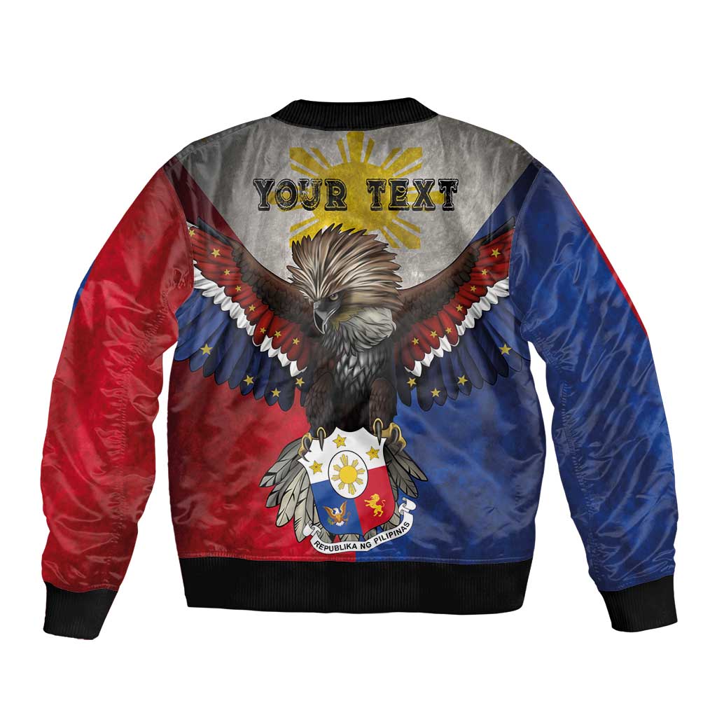 Custom Philippines World Champion Boxing Sleeve Zip Bomber Jacket Eagle-Grunge Design - Wonder Print Shop