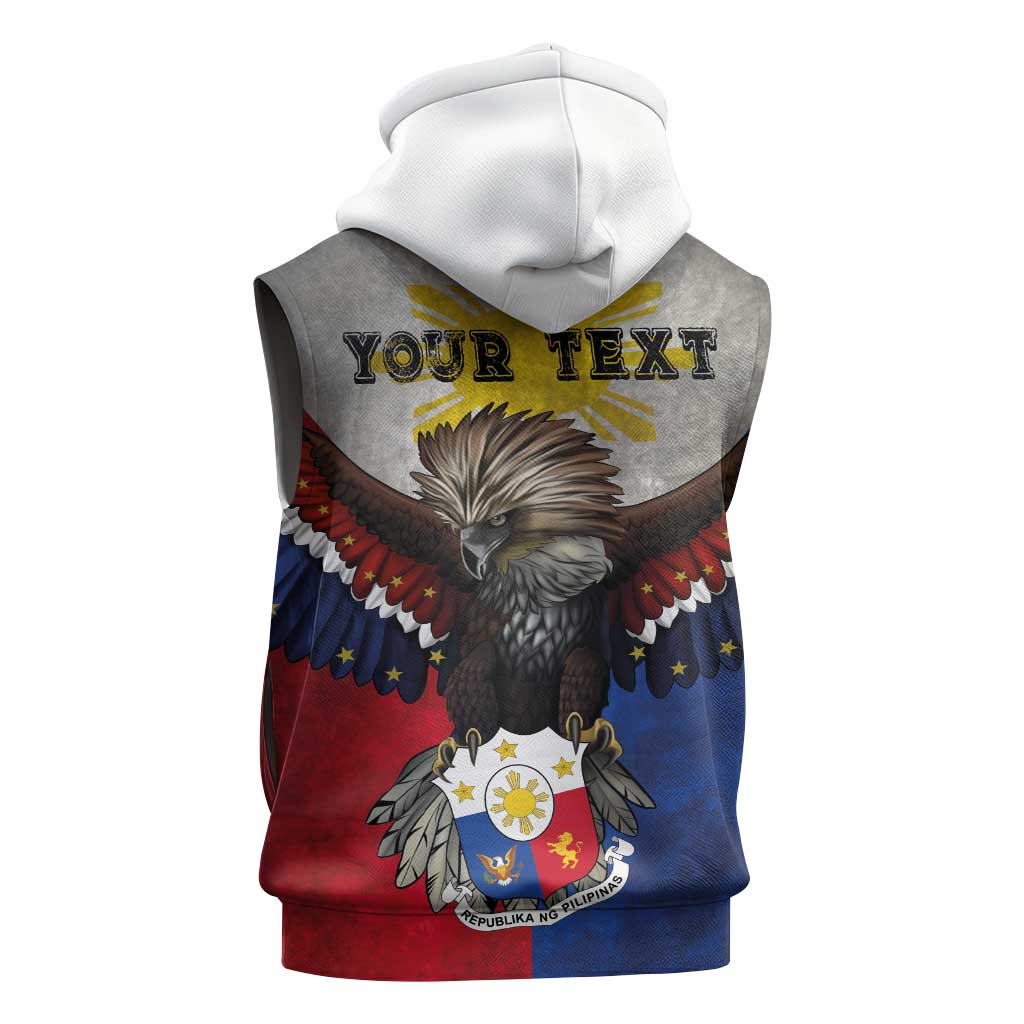 Custom Philippines World Champion Boxing Sleeveless Zip Hoodie Eagle-Grunge Design - Wonder Print Shop