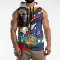 Custom Philippines World Champion Boxing Sleeveless Zip Hoodie Eagle-Grunge Design - Wonder Print Shop