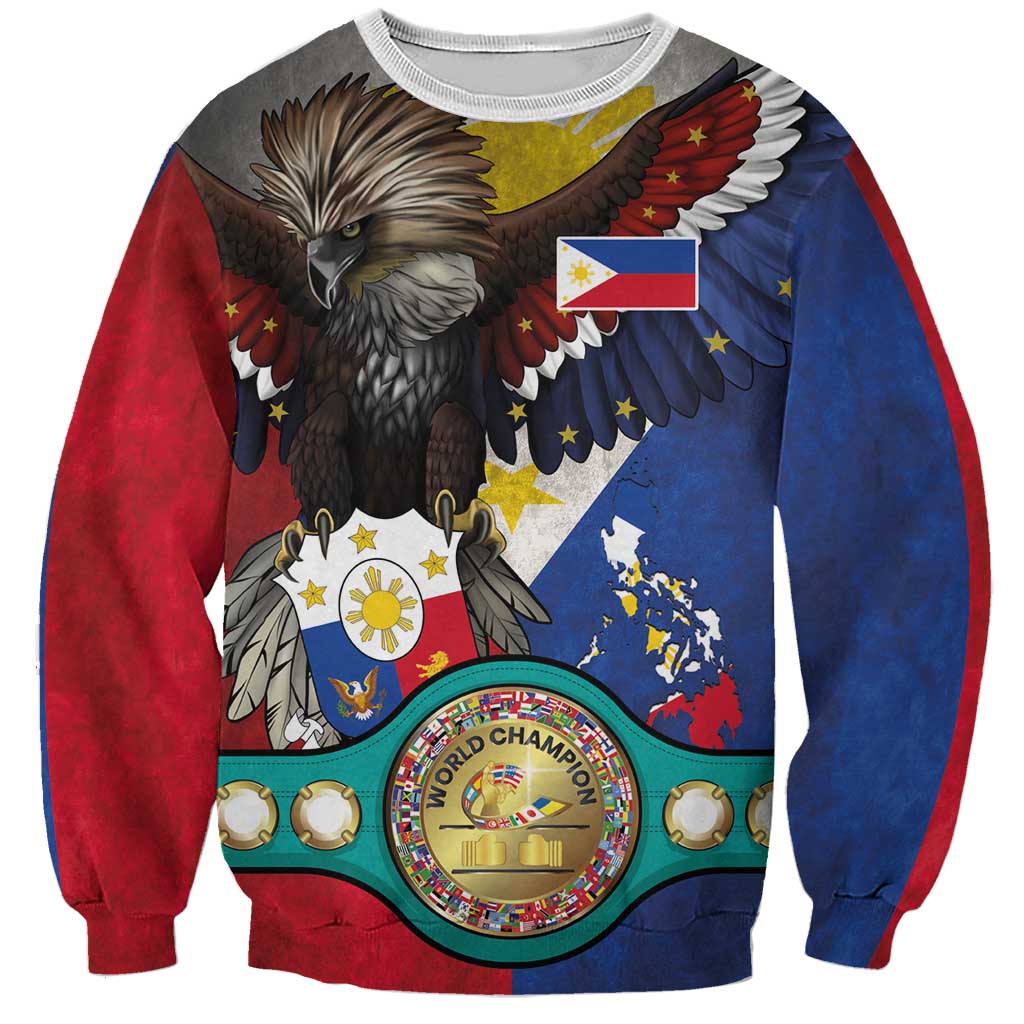 Custom Philippines World Champion Boxing Sweatshirt Eagle-Grunge Design - Wonder Print Shop