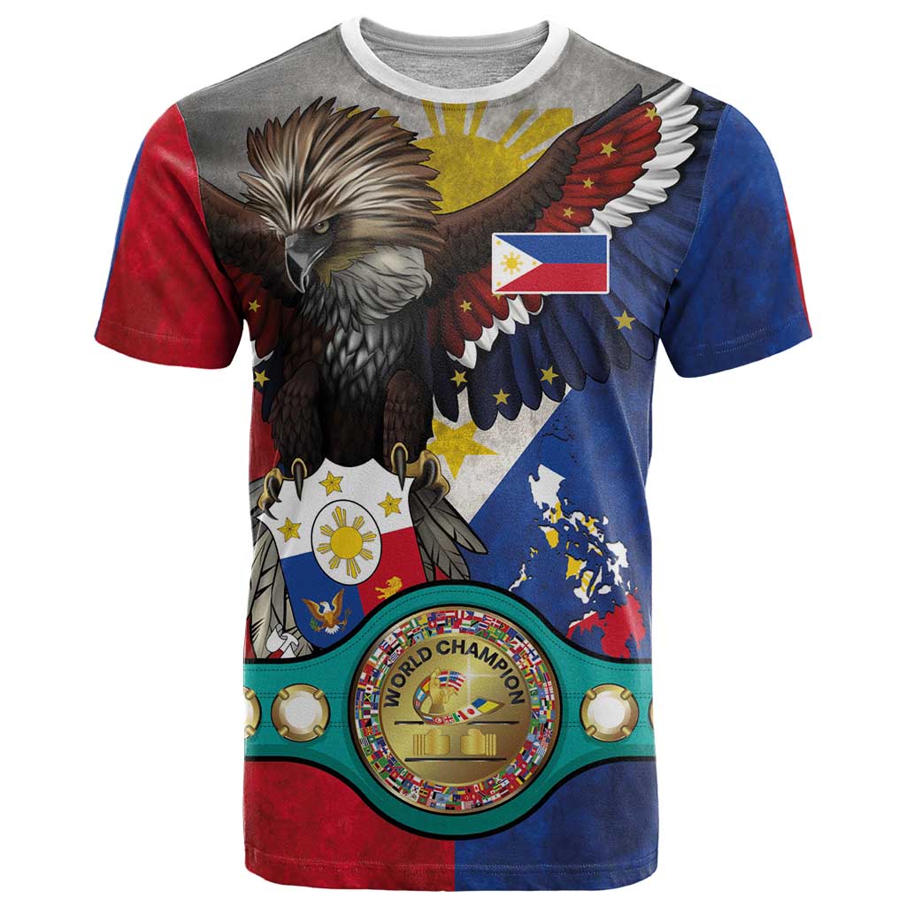 Custom Philippines World Champion Boxing T Shirt Eagle-Grunge Design - Wonder Print Shop