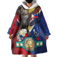 Custom Philippines World Champion Boxing Wearable Blanket Hoodie Eagle-Grunge Design - Wonder Print Shop