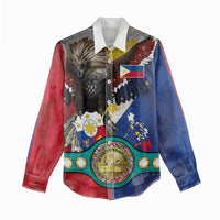 Custom Philippines World Champion Boxing Women Casual Shirt Eagle-Grunge Design - Wonder Print Shop