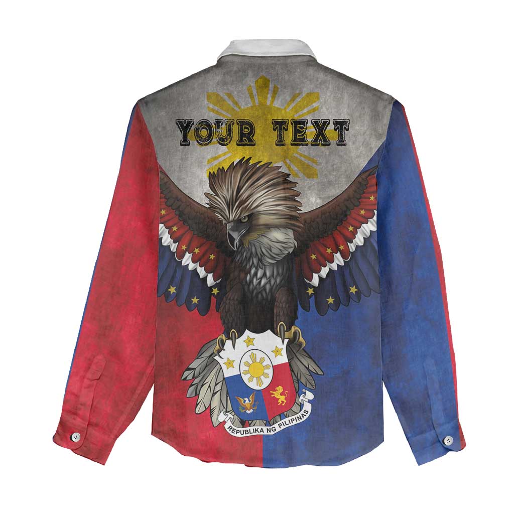 Custom Philippines World Champion Boxing Women Casual Shirt Eagle-Grunge Design - Wonder Print Shop
