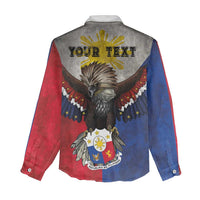 Custom Philippines World Champion Boxing Women Casual Shirt Eagle-Grunge Design - Wonder Print Shop