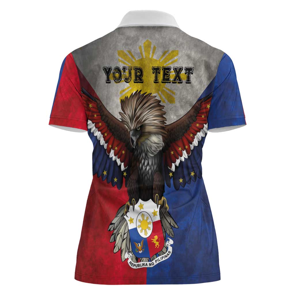 Custom Philippines World Champion Boxing Women Polo Shirt Eagle-Grunge Design - Wonder Print Shop