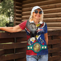 Custom Philippines World Champion Boxing Women Polo Shirt Eagle-Grunge Design - Wonder Print Shop