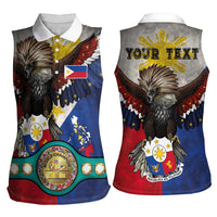 Custom Philippines World Champion Boxing Women Sleeveless Polo Shirt Eagle-Grunge Design - Wonder Print Shop