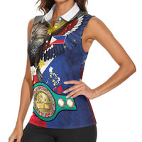 Custom Philippines World Champion Boxing Women Sleeveless Polo Shirt Eagle-Grunge Design - Wonder Print Shop