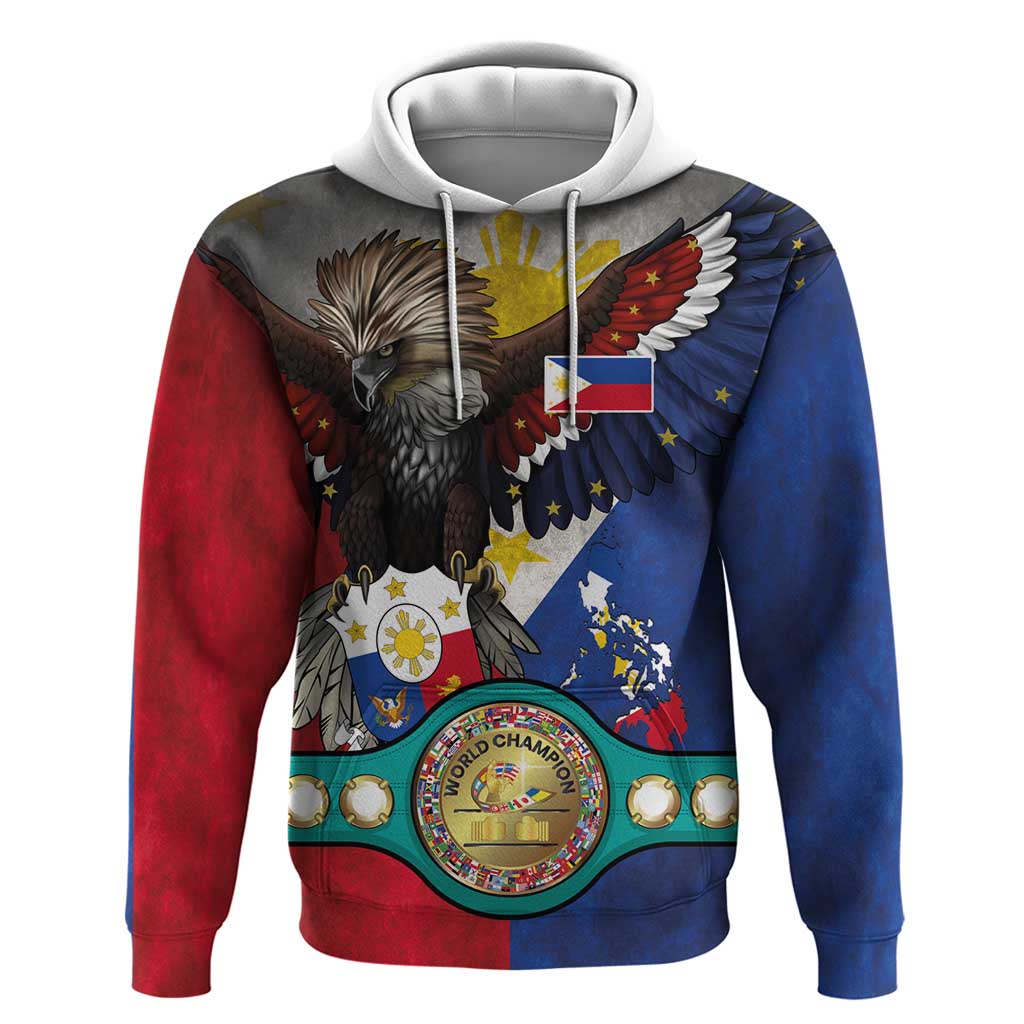 Custom Philippines World Champion Boxing Zip Hoodie Eagle-Grunge Design - Wonder Print Shop