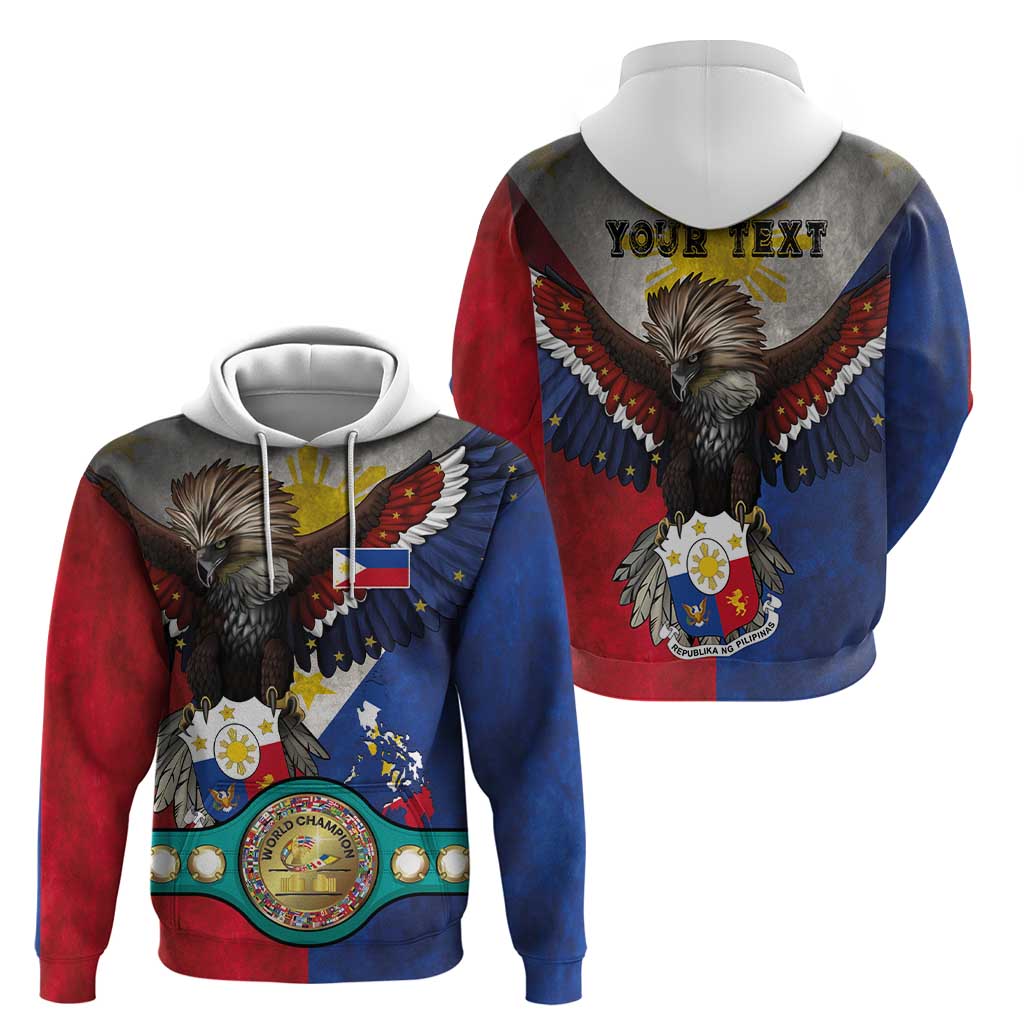 Custom Philippines World Champion Boxing Zip Hoodie Eagle-Grunge Design - Wonder Print Shop