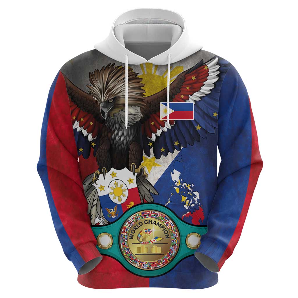 Custom Philippines World Champion Boxing Zip Hoodie Eagle-Grunge Design - Wonder Print Shop