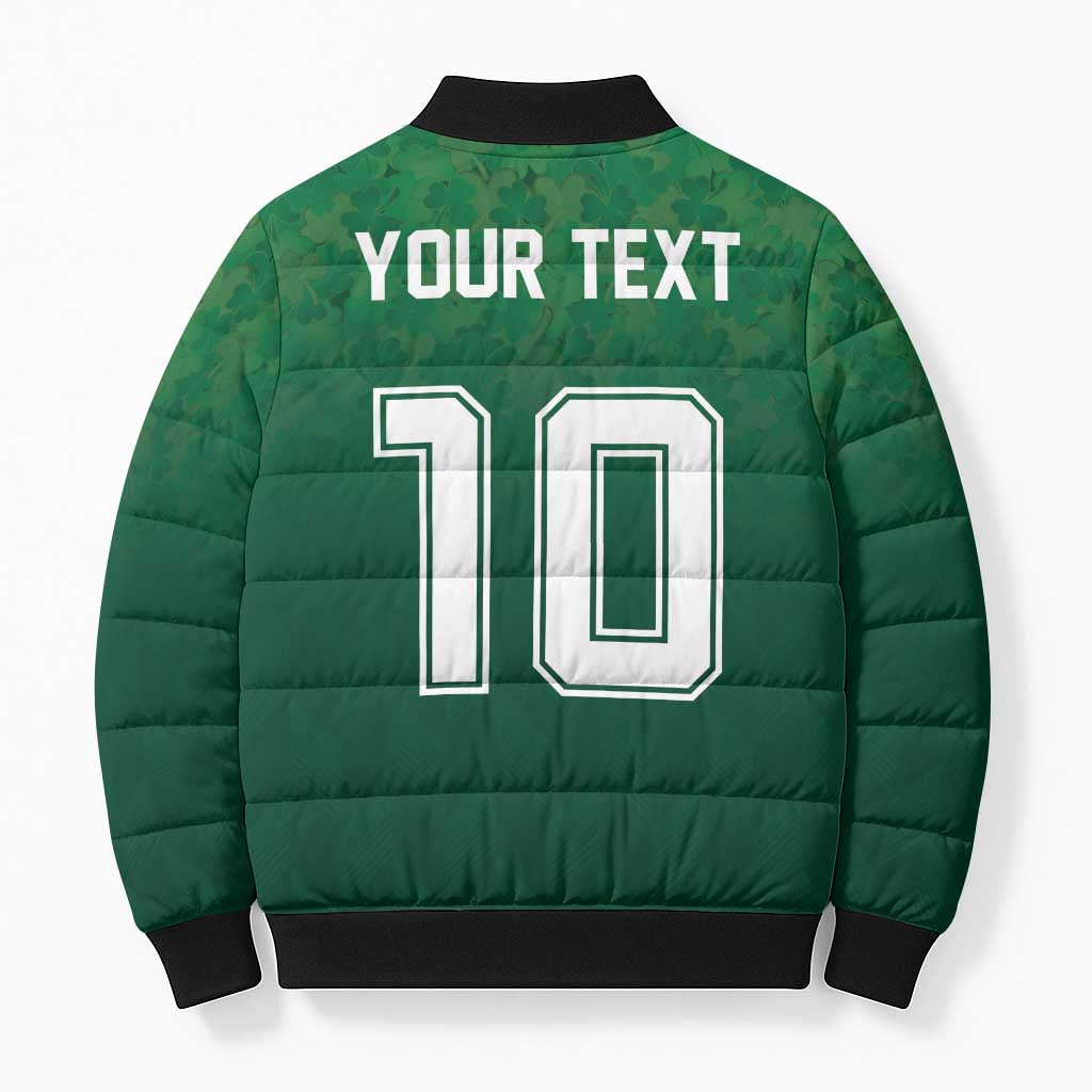 Custom Ireland Rugby Traditional Suit Costume Bomber Puffer Jacket Shamrock Sporty Style - Wonder Print Shop