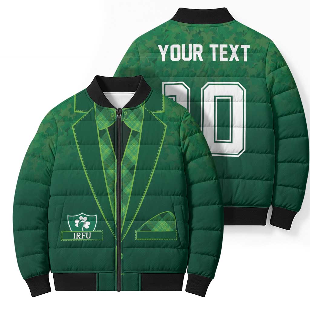 Custom Ireland Rugby Traditional Suit Costume Bomber Puffer Jacket Shamrock Sporty Style - Wonder Print Shop