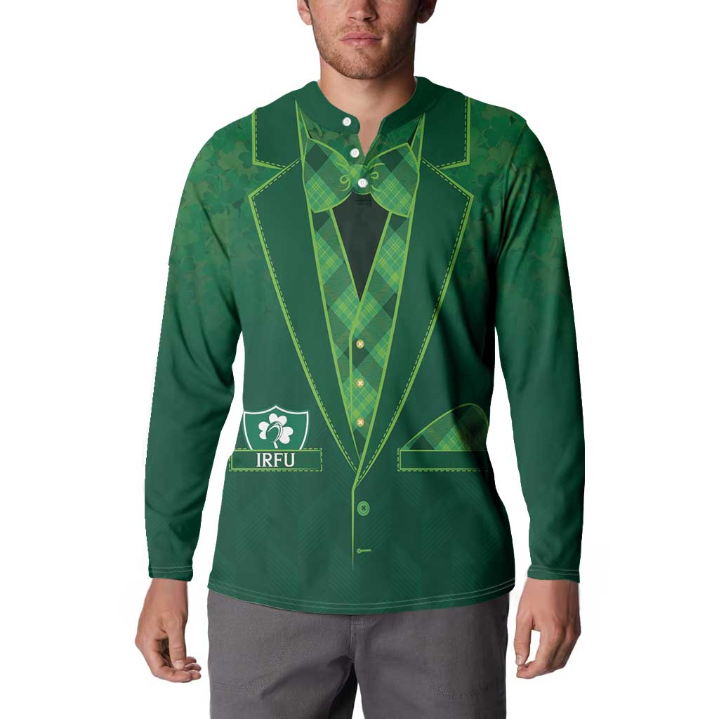 Custom Ireland Rugby Traditional Suit Costume Button Sweatshirt Shamrock Sporty Style - Wonder Print Shop