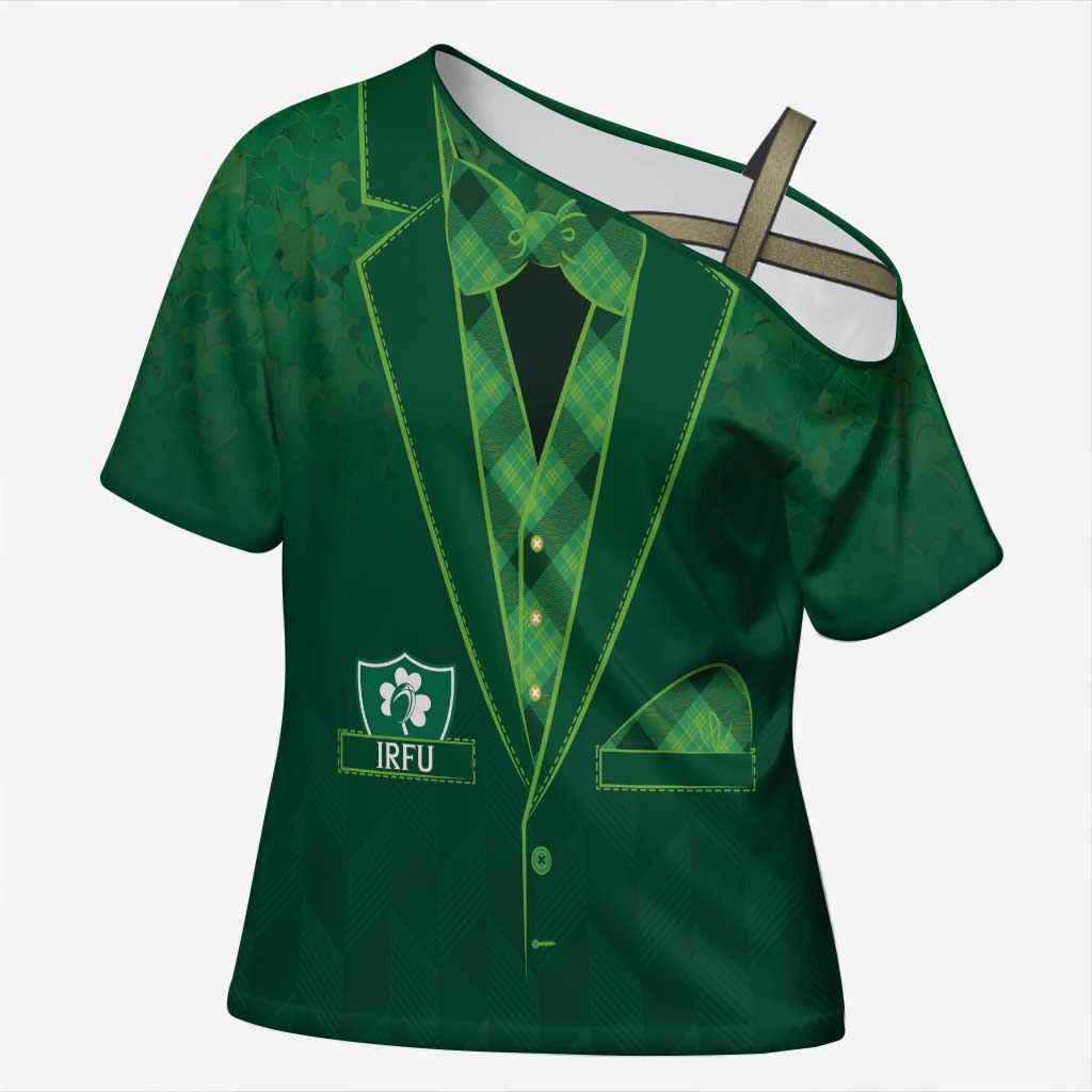 Custom Ireland Rugby Traditional Suit Costume Cross Shoulder Shirt Shamrock Sporty Style - Wonder Print Shop